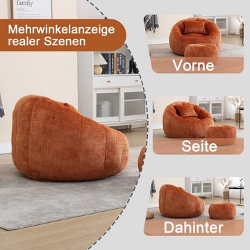 Flieks Sitzsack (Set, 3 St., mit 1 Hocker & 1 Kissen), Bean Bag 360° drehbar Lounge Sitzhocker Relax-Sessel Gamingstuhl