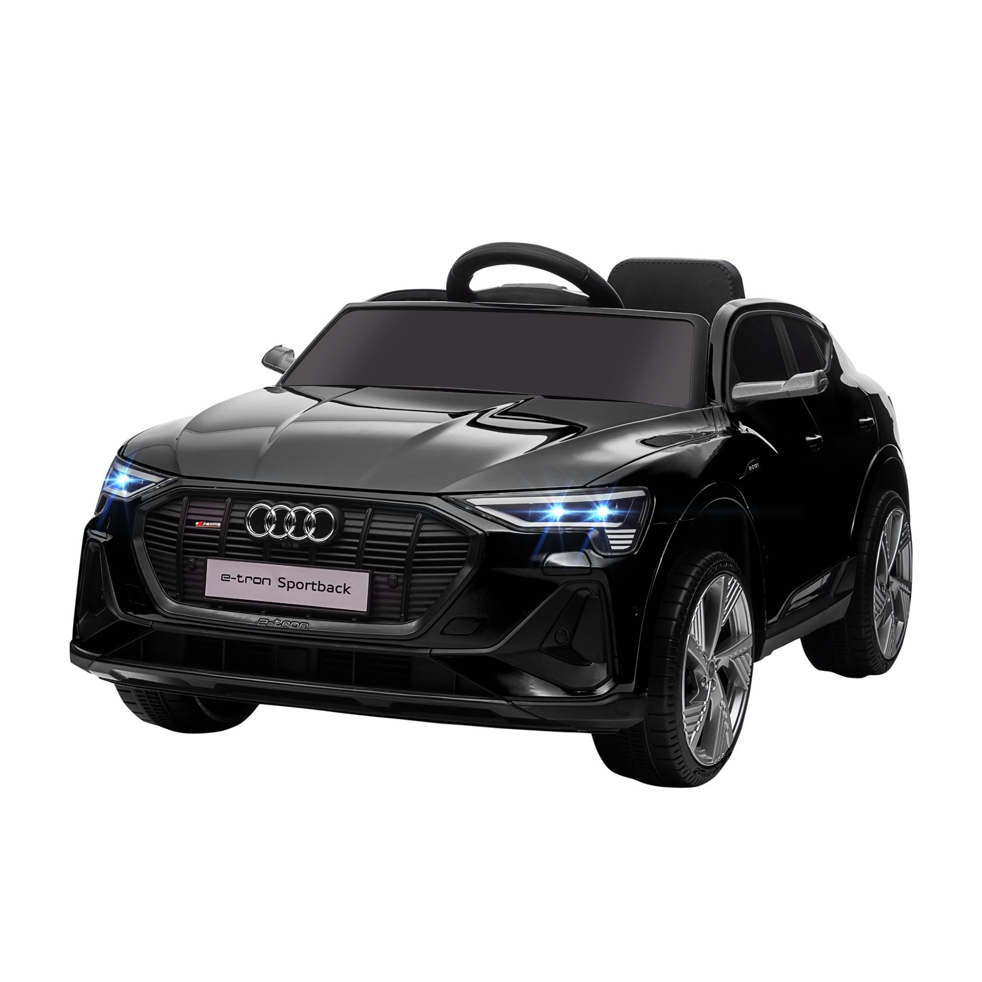 HOMCOM Elektro-Kinderauto 12V Audi E-tron mit Fernbedienung, Musikfunktion, Belastbarkeit 25 kg, (1-tlg), für Außenbereich, Schwarz