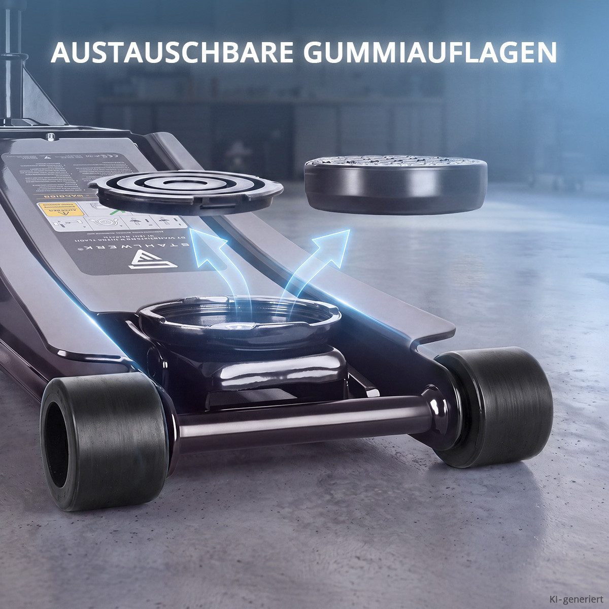 STAHLWERK Wagenheber Hydraulisch mit 3 t Tragkraft – extra flach, 73-500 mm Hubbereich, Set, 2-tlg., Set, äußerst geringe Geräuschemissionen – Bild 2 von 5