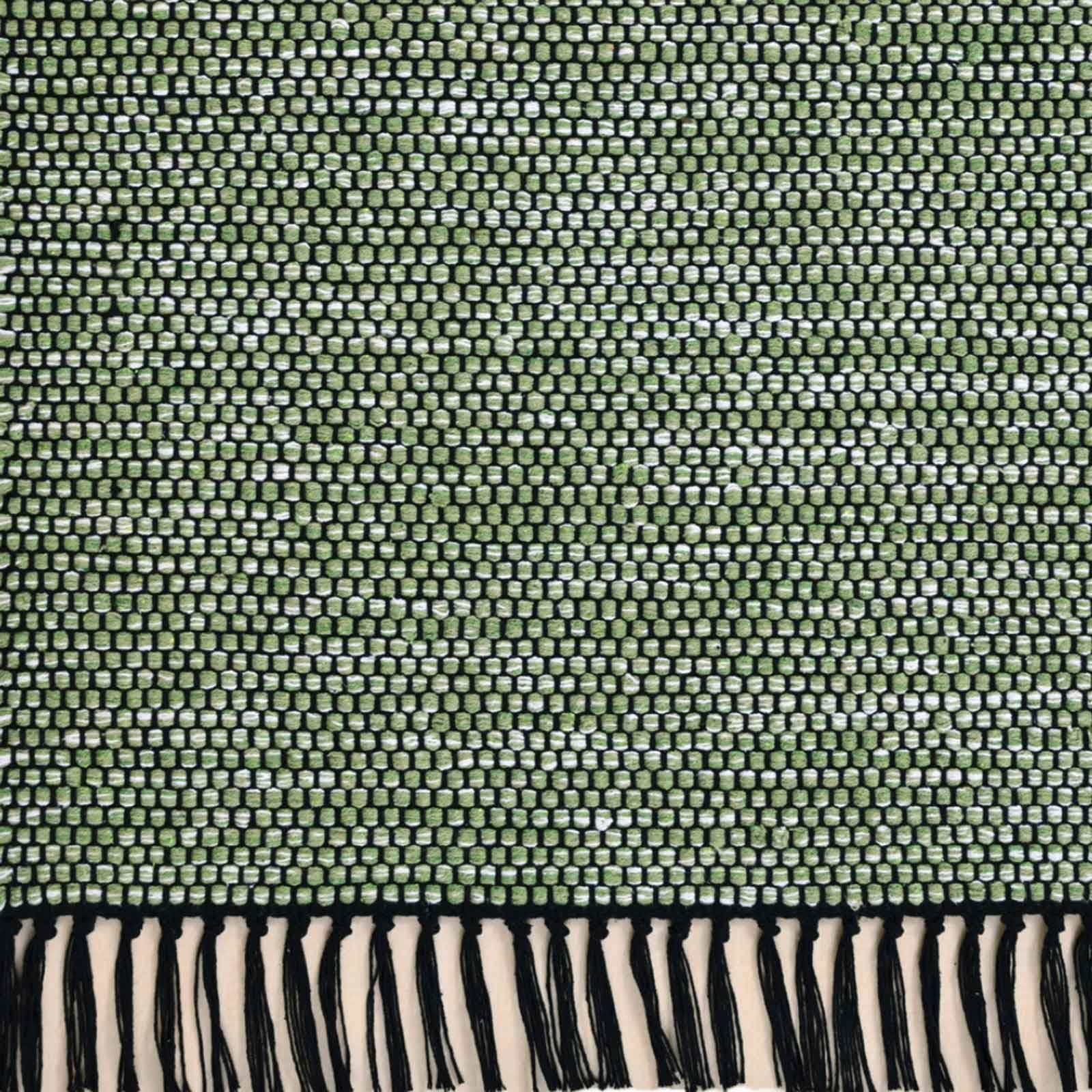 Wollteppich Handwebteppich Borkum gewebt Wohnzimmer mm, Baumwolle rechteckig, cm Höhe: nachhaltig 100% 5 modern TaraCarpet, grün Küche Baumwolle, 080x150