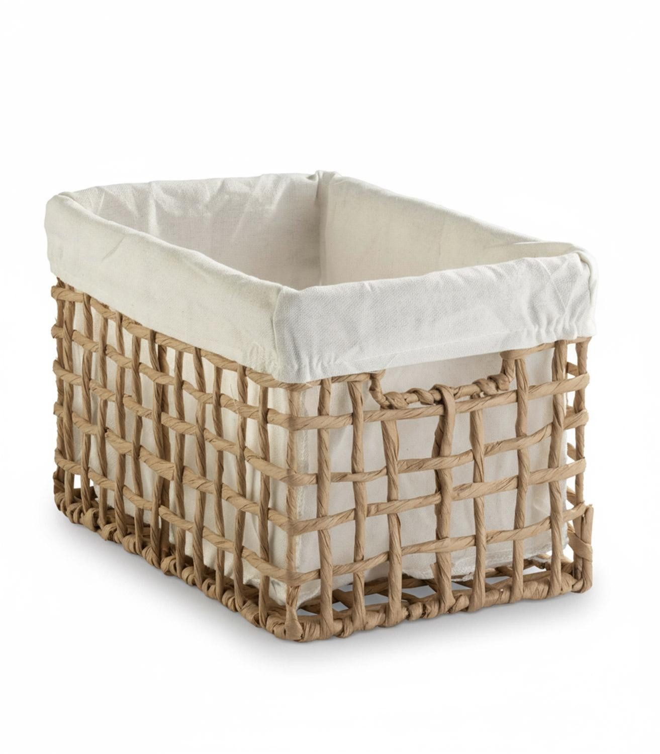 Home4You Aufbewahrungskorb, Beige, Braun, Drahtgestell, Papierumwicklung, (1 St), Einlage aus Stoff, B 30 x H 20 x T 19 cm