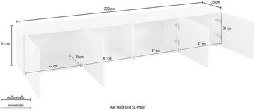 borchardt Möbel Lowboard Sophia, Breite 200 cm mit 4 Türen, stehend und hängend