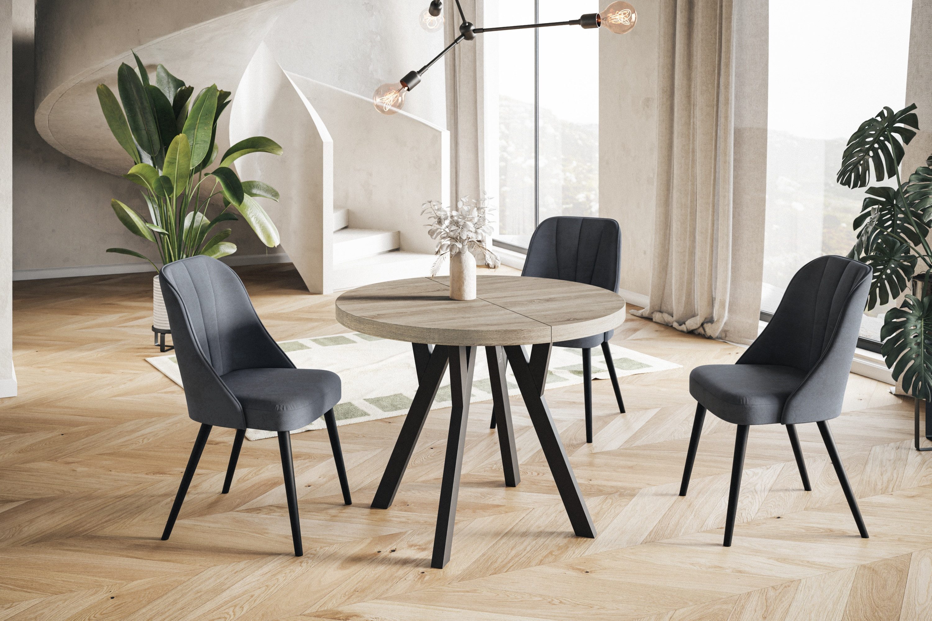 Alpi-Möbel Esstisch Wohnzimmertisch - Ausziehbarer runder Tisch 80-120 cm - günstig online kaufen