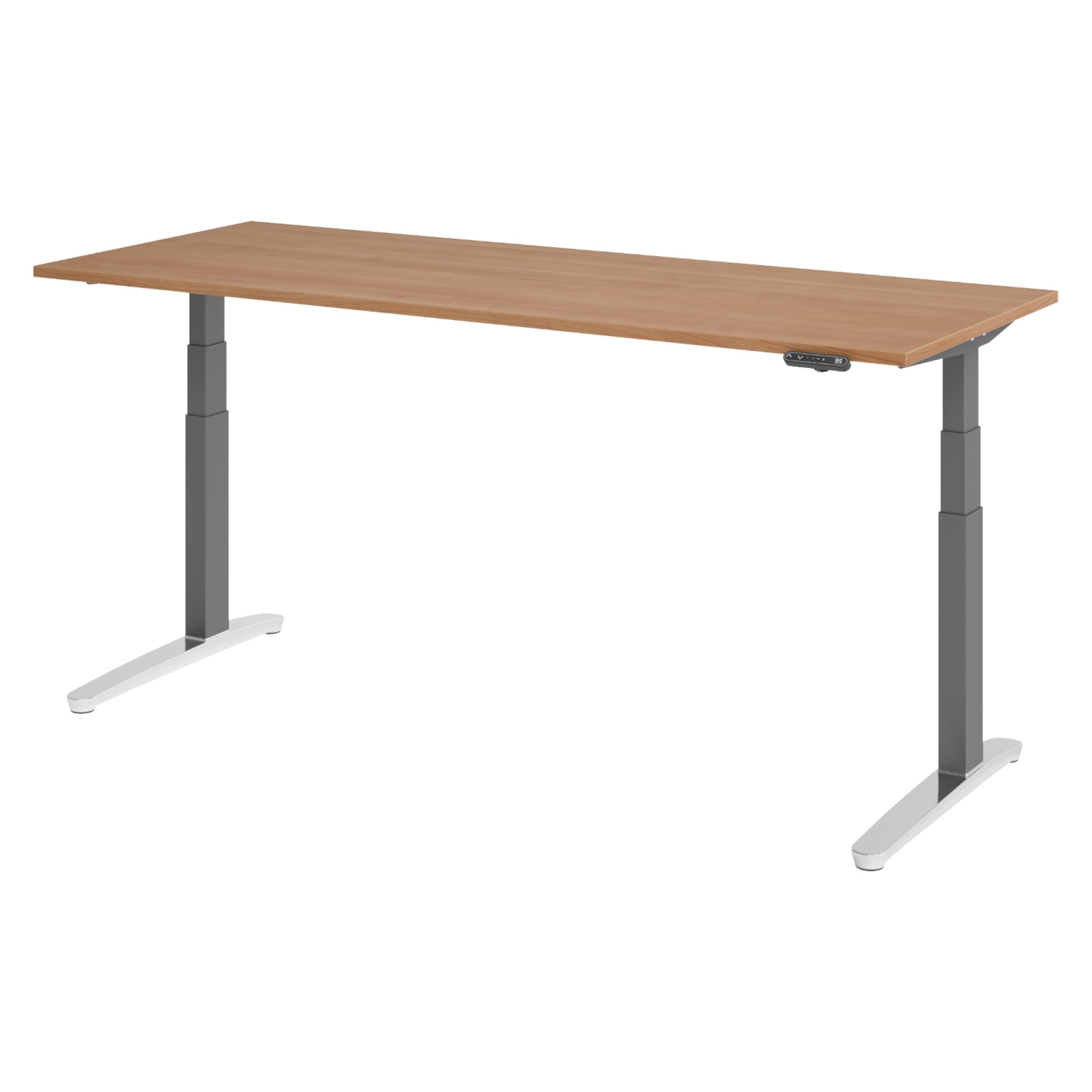 bümö Schreibtisch bümö XBHM Schreibtisch, Rechteck: 200 x 80 cm - Dekor: Nussbaum - Gestell: Graphit/Alu poliert