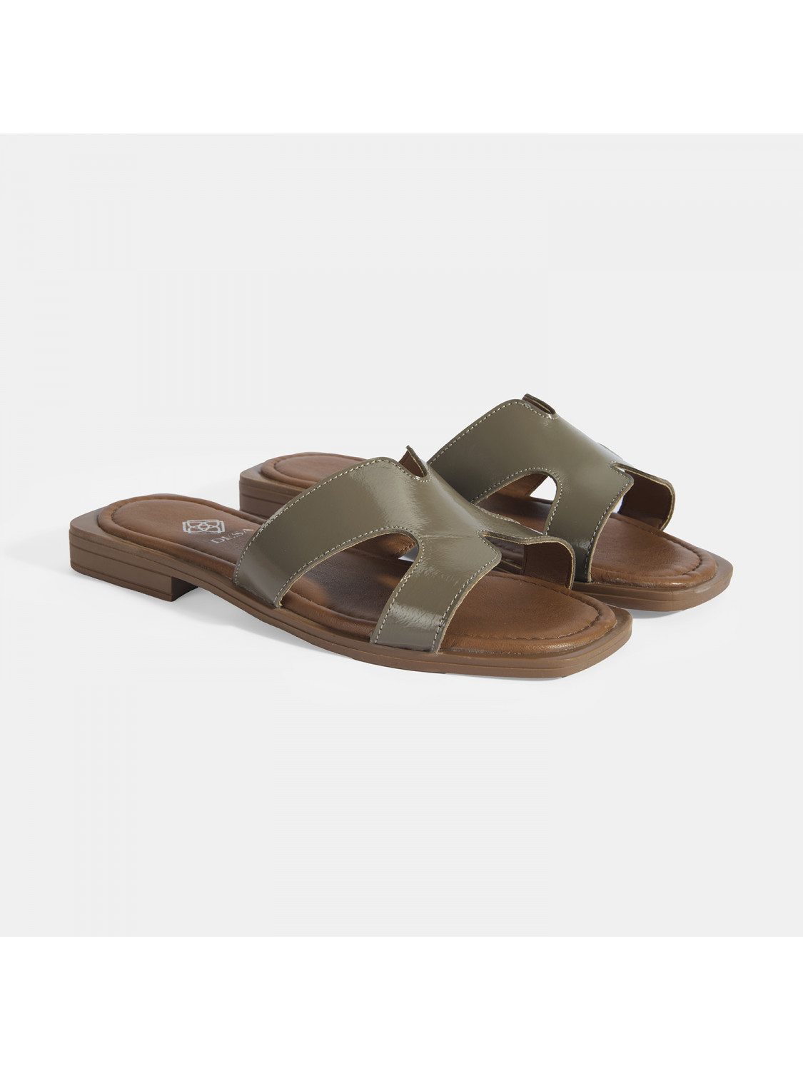 Desa Desa Damen-Slipper – Obermaterial aus Lackleder, Lederfutter, flacher günstig online kaufen