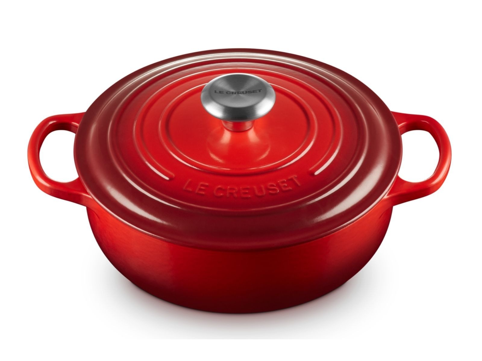 LE CREUSET Bräter Sauteuse Signature rund kirschrot 24cm, Emailliertes Gusseisen