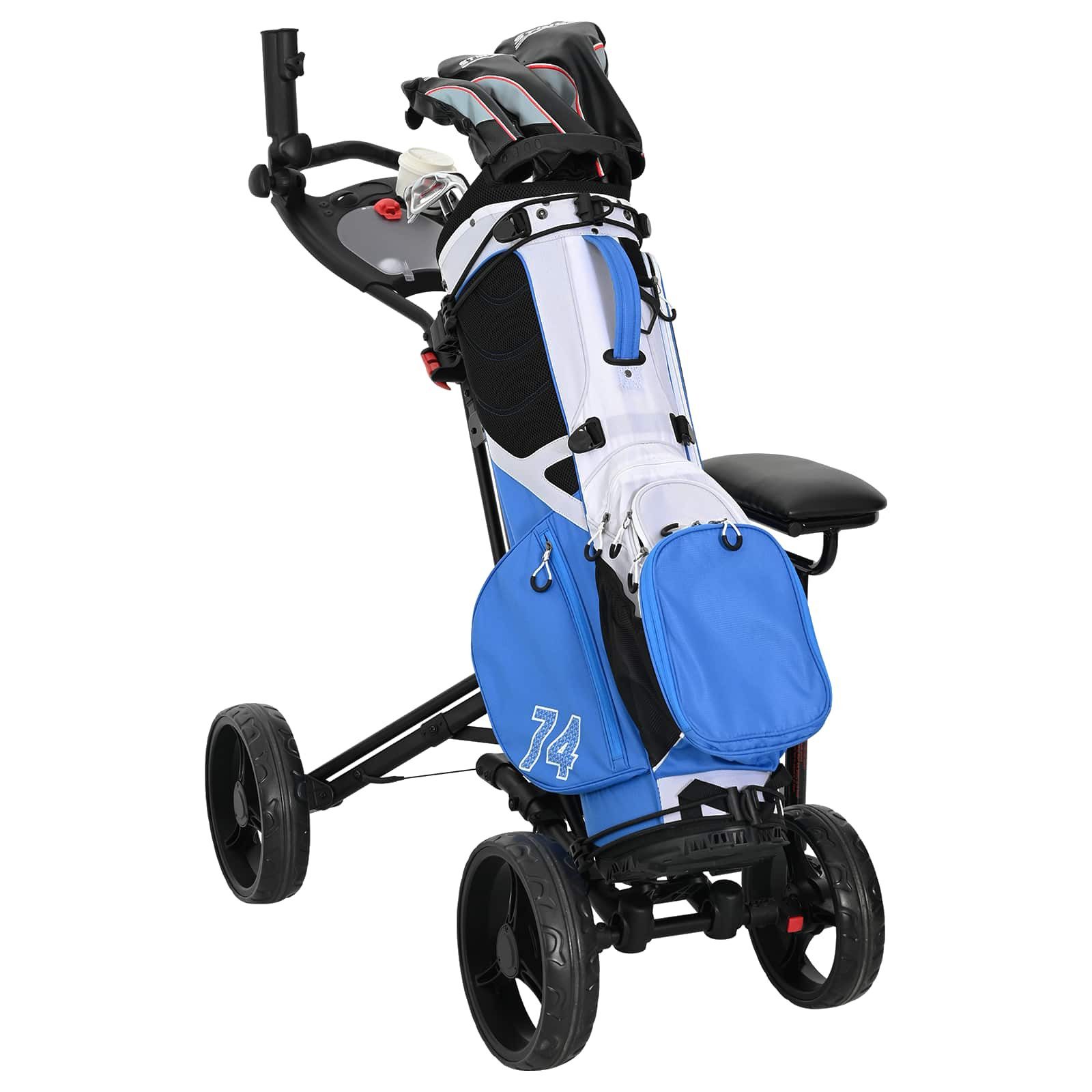 vidaXL Golftrolley Golf-Trolley mit Sitz Schwarz Aluminium Klappbar, (1-St)
