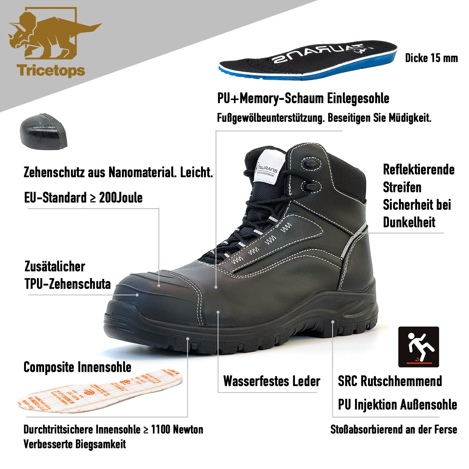 Tricetops TS778H Sicherheitsschuhe S3 Herren Komfortabele Arbeitsschuhe Damen Arbeitsschuh