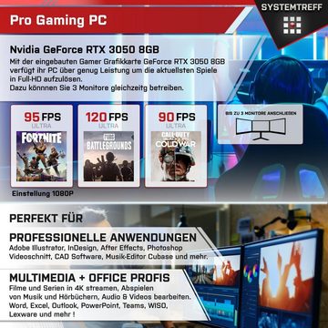 SYSTEMTREFF Basic Gaming-PC (Intel Core i5 12400F, GeForce RTX 3050, 16 GB RAM, 512 GB SSD, Luftkühlung, Windows 11, WLAN)