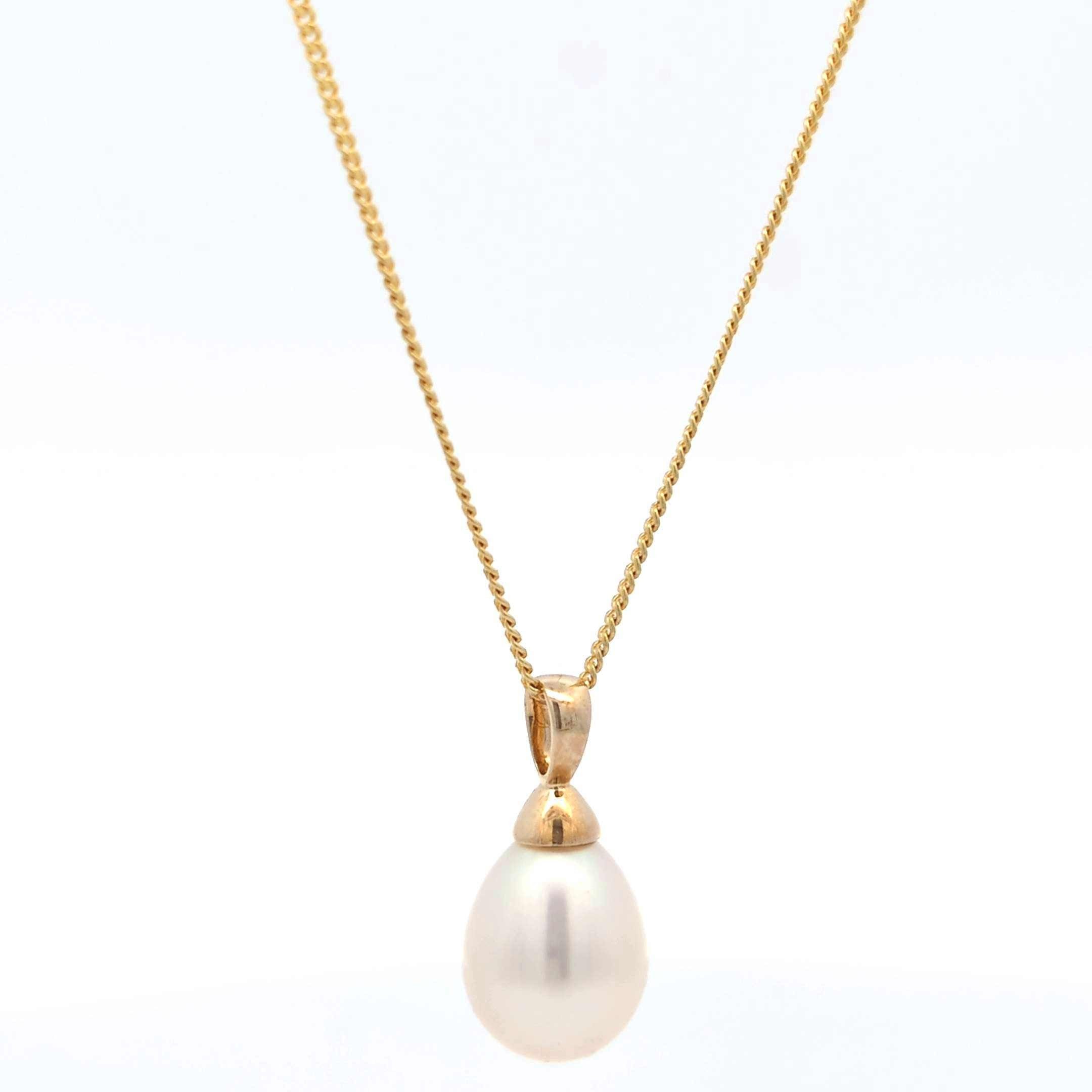 HOPLO Kettenanhänger Gold Anhänger Süßwasserperle mit Goldkette 333-8 Karat günstig online kaufen