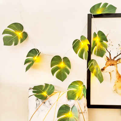 Sunicol LED-Lichterkette LED Leaf String Lights,mit künstlichen Palmenblättern Blatt Lichter, Wandbehang, 1,5m/3m/6m