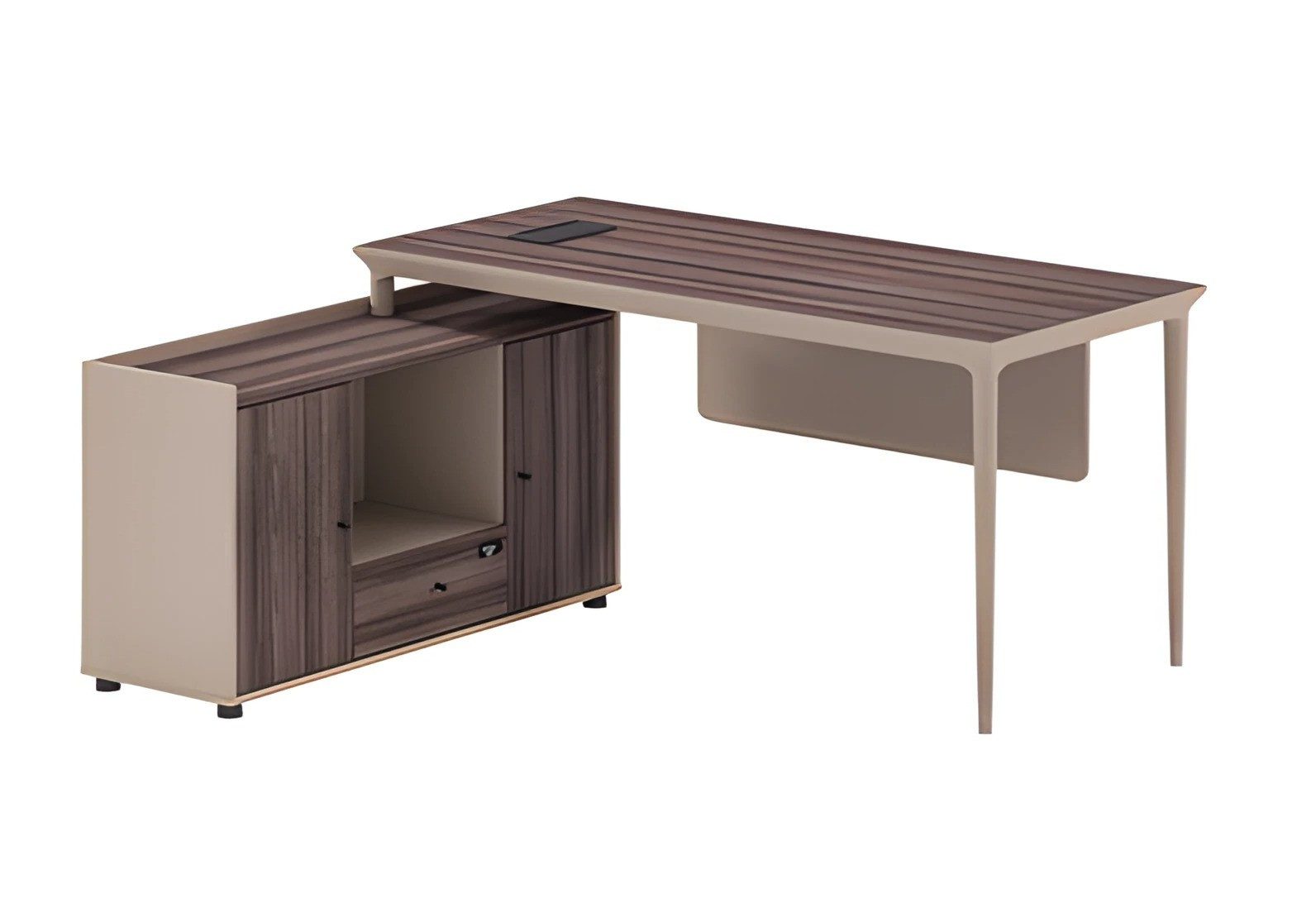 Xlmoebel Schreibtisch Winkelschreibtisch Holzoptik Braun Beige mit Stauraum, Made in Europa