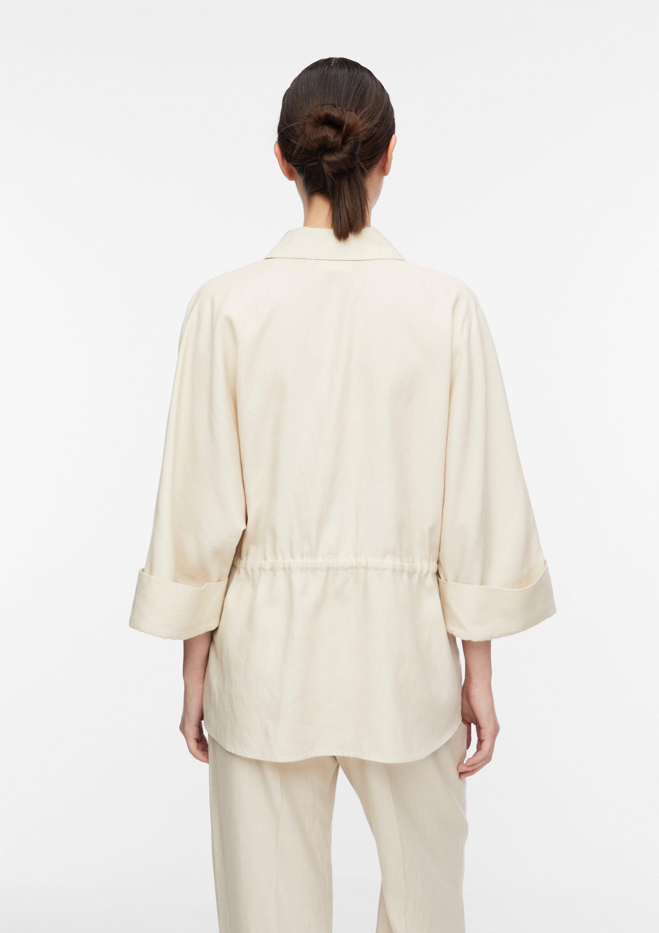 comma Kurzarmbluse Bluse Blusenjacke aus Leinenmix mit Dreiviertelarm
