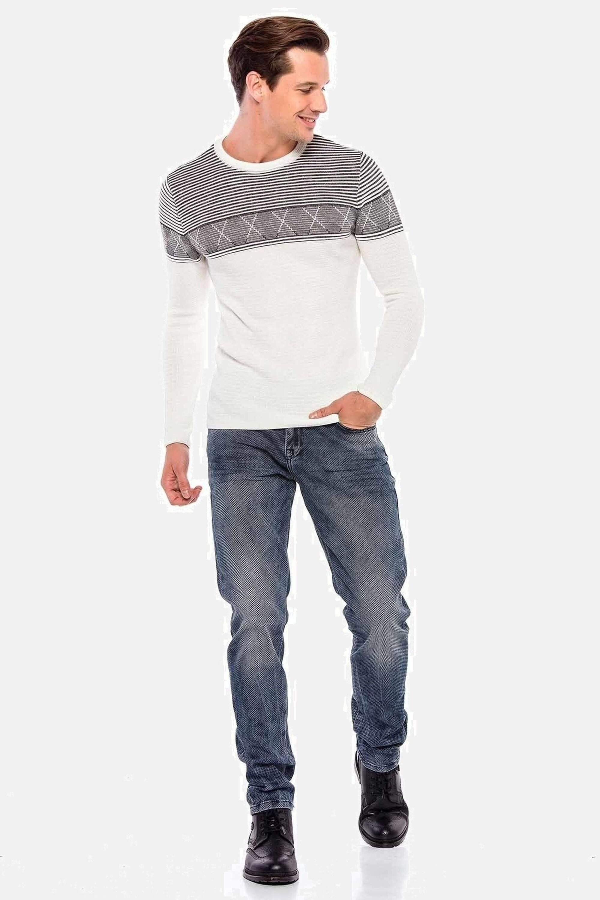 Cipo & Baxx Slim-fit-Jeans Jeans mit Allover-Gitter-Musterung, CD543