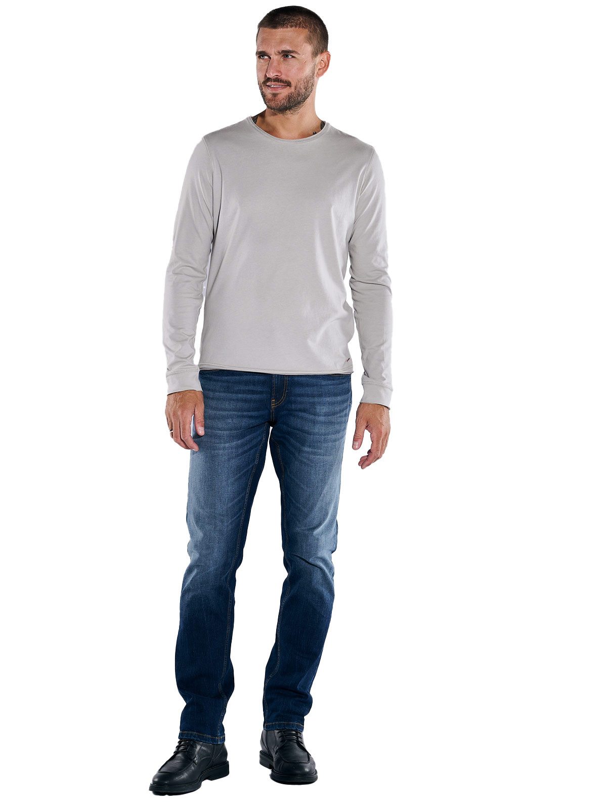 emilio adani Langarmshirt Herren Langarmshirt "My Favorite", Hellgrau – Bild 3 von 5