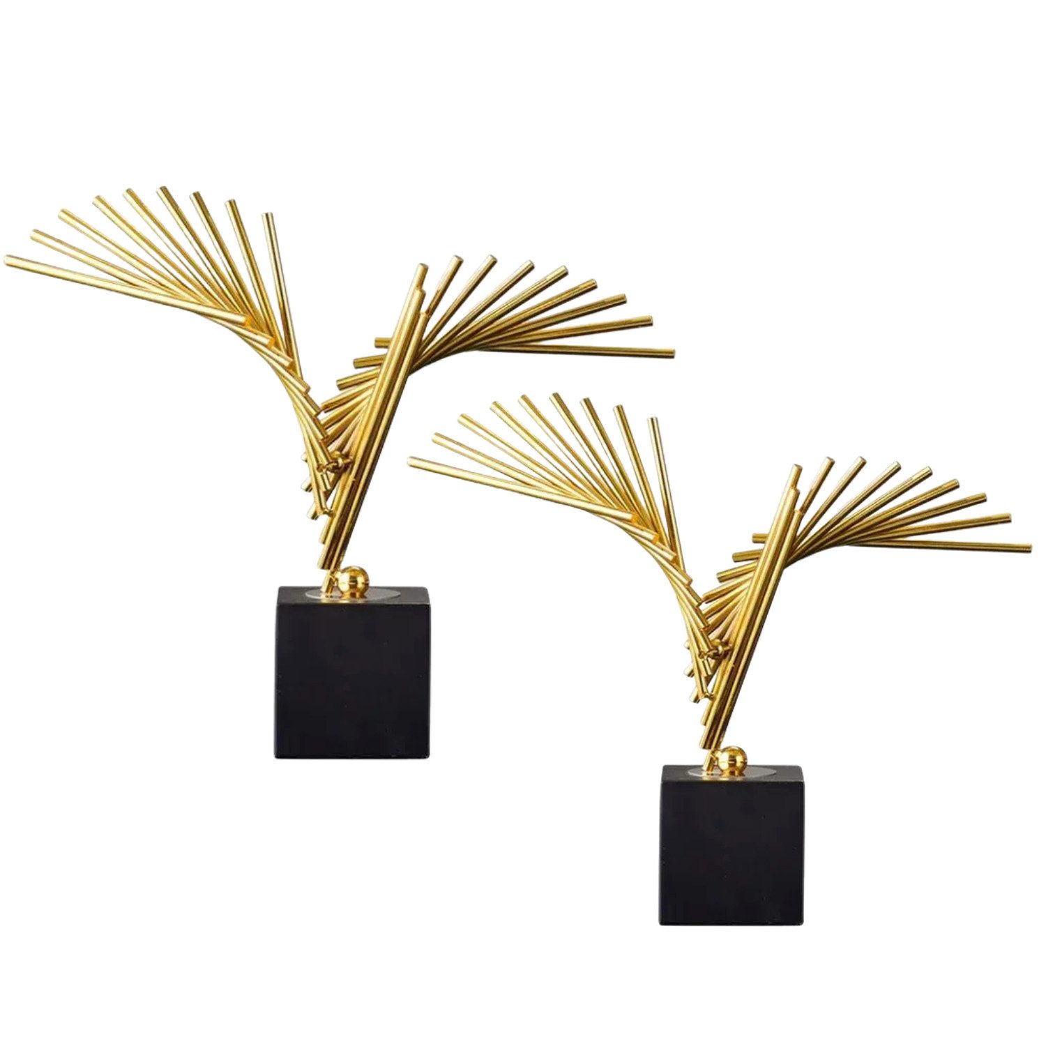 Quality Elegance Skulptur 2er Set Luxus Gold Metall Skulpturen auf Marmor Basis Modern (2 St)