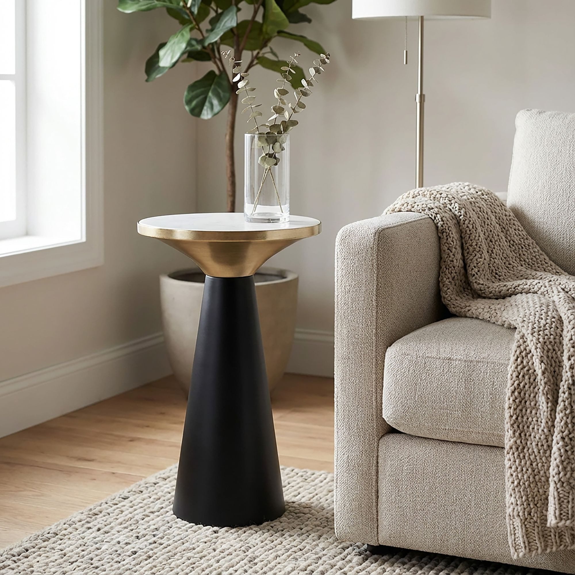Wohnling Beistelltisch WL7.492 Beistelltisch Marmor Anstelltisch Wohnzimmertisch Dekotisch (Kompakter Tisch mit hochwertiger Verarbeitung), Eleganter Akzent für moderne Wohnräume