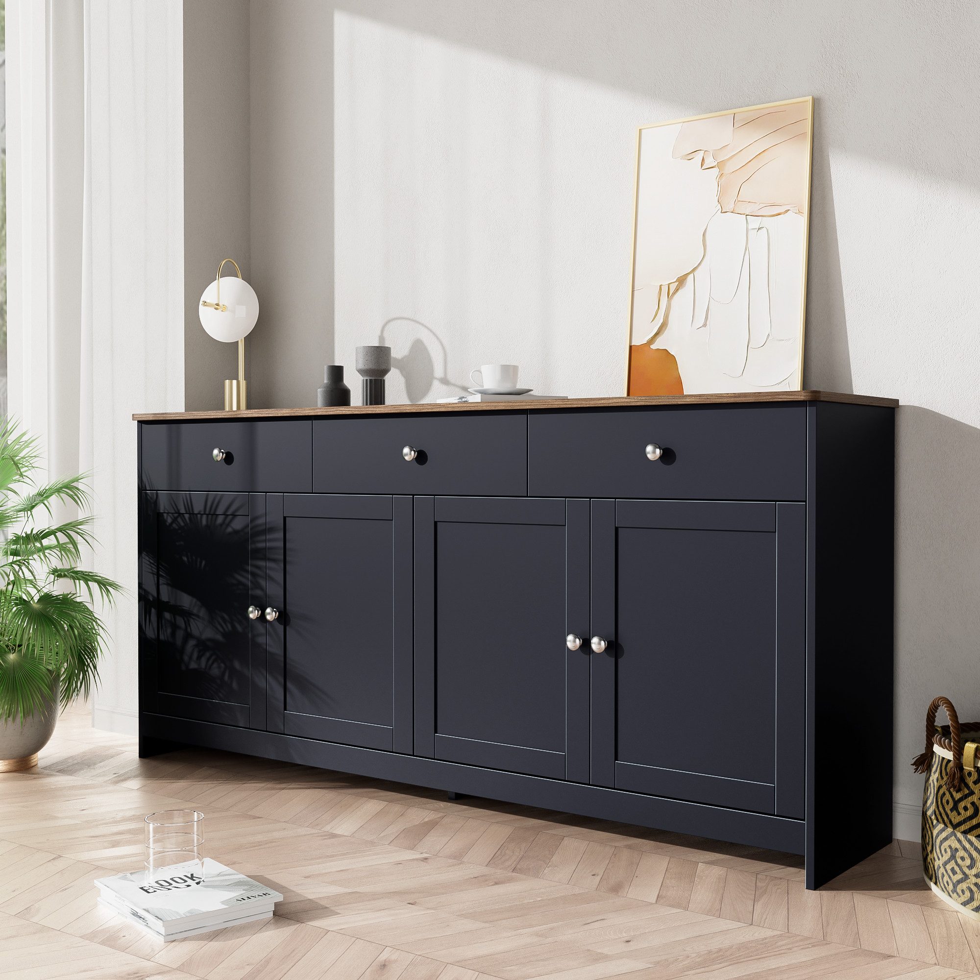 MODFU Sideboard Küchenschrank (Aufbewahrungsschrank mit drei günstig online kaufen