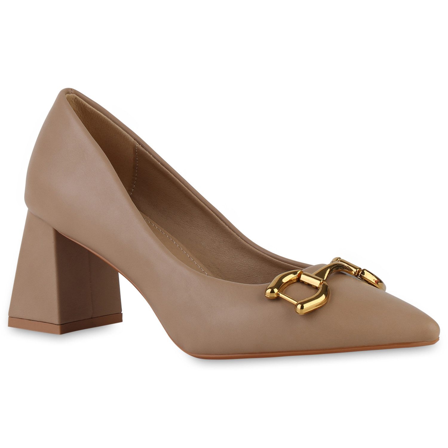 VAN HILL 839877 Pumps Damen Klassische Pumps Blockabsatz Spitze Ketten
