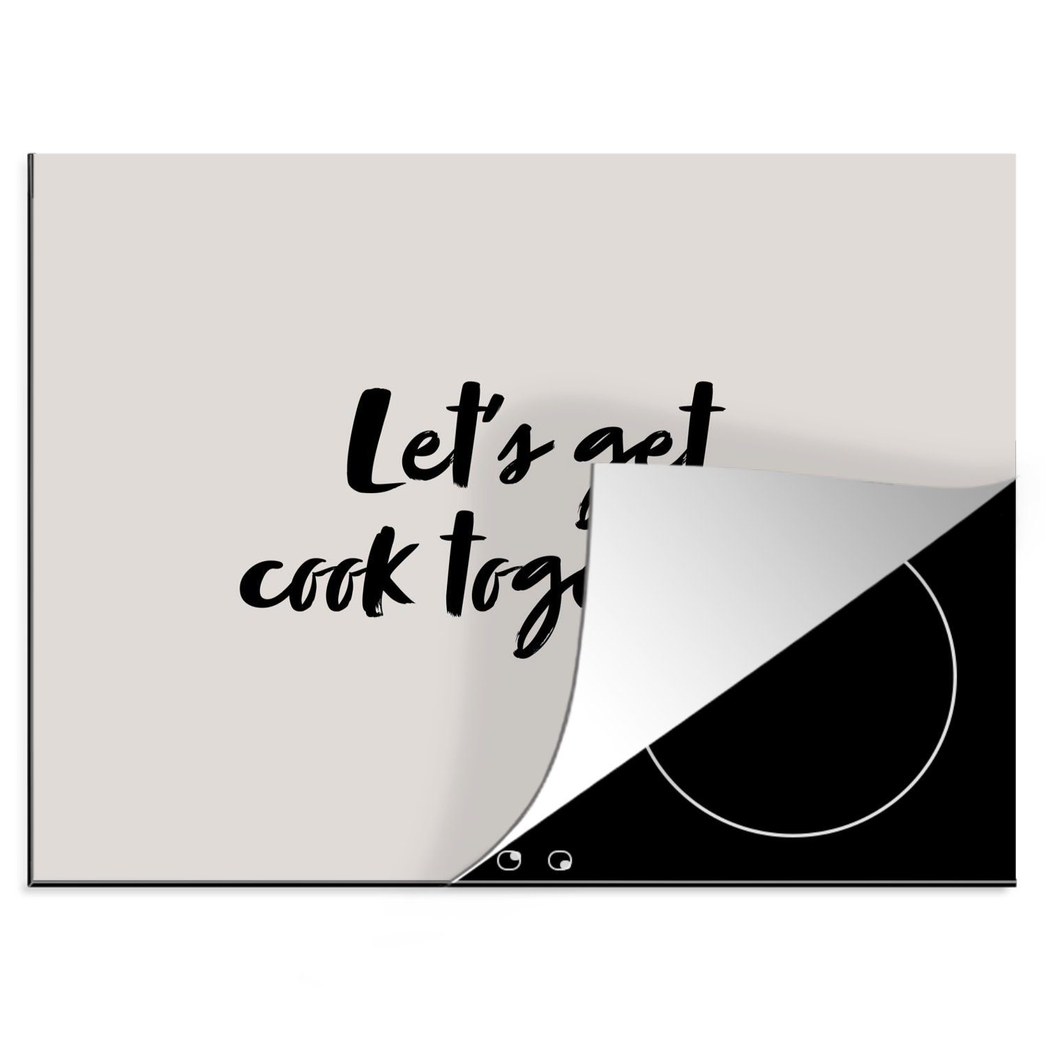 MuchoWow Herdblende-/Abdeckplatte Zitate - Lass uns zusammen kochen - Sprichwörter - Kochen - Ehepaar, Vinyl, (1 tlg), 58x51 cm, Küchen Dekoration für Induktionsherd, Induktionskochfeld