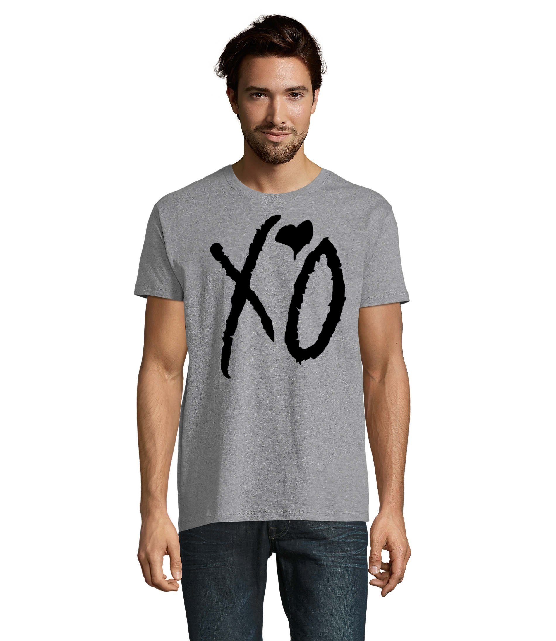 Blondie & Brownie T-Shirt Herren XO Kisses Hugs Weeknd Starboy Musik Fan Festival Grau