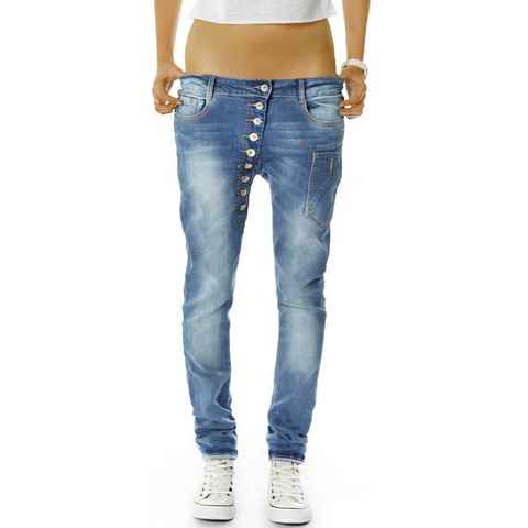 be styled Tapered-fit-Jeans Baggy Damenhosen mit asymetrischer Knopfleiste, röhriger Schnitt j02kw