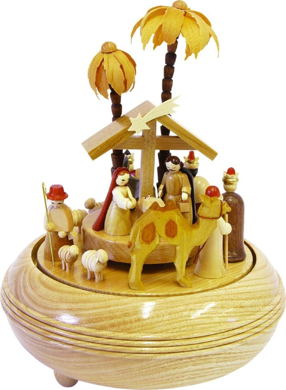 Erzgebirge Holzkunst Spieluhr aus Spieldose Geburt, Glaesser Richard dem Christi