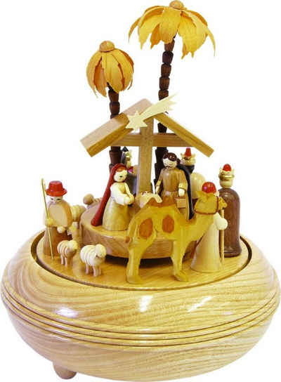 Richard Glaesser Spieluhr Spieldose Christi Geburt, Holzkunst aus dem Erzgebirge