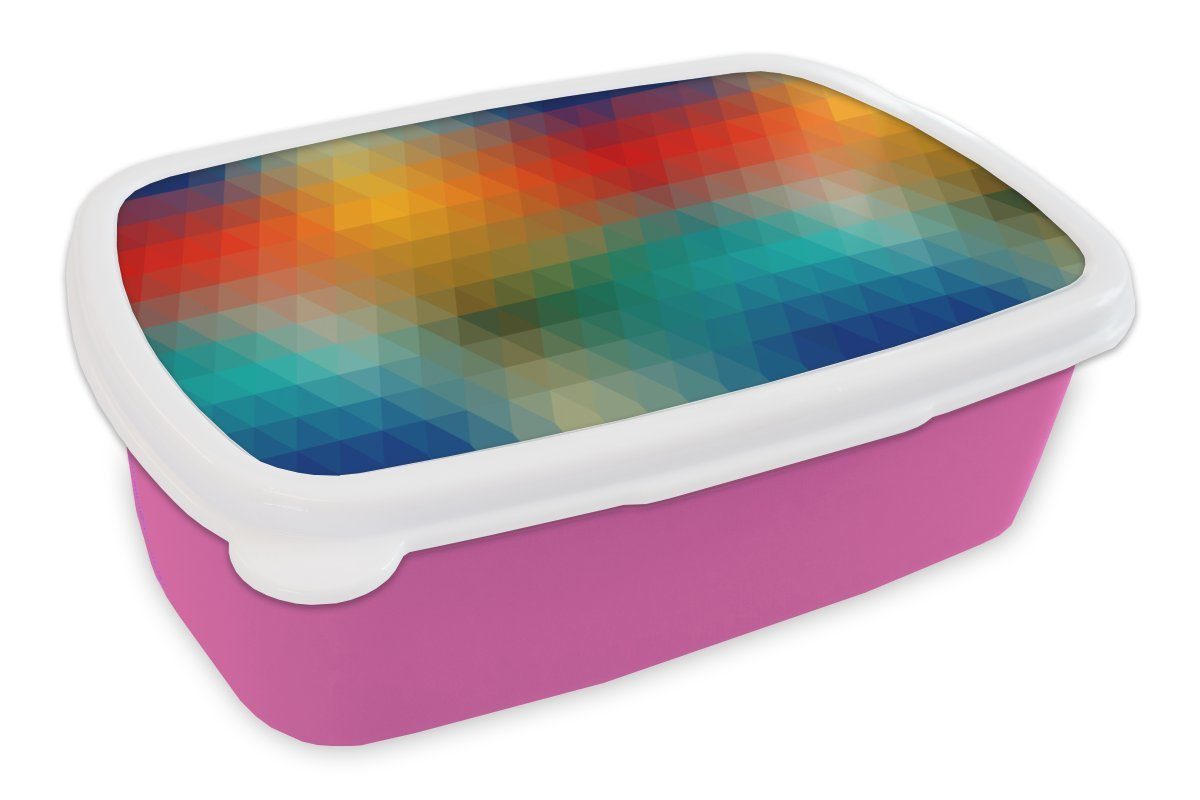 Brotdose Kinder, (2-tlg), Pixel, Snackbox, Mädchen, für - Kunststoff, - MuchoWow Erwachsene, Lunchbox Muster Brotbox rosa - Retro Kunststoff Design