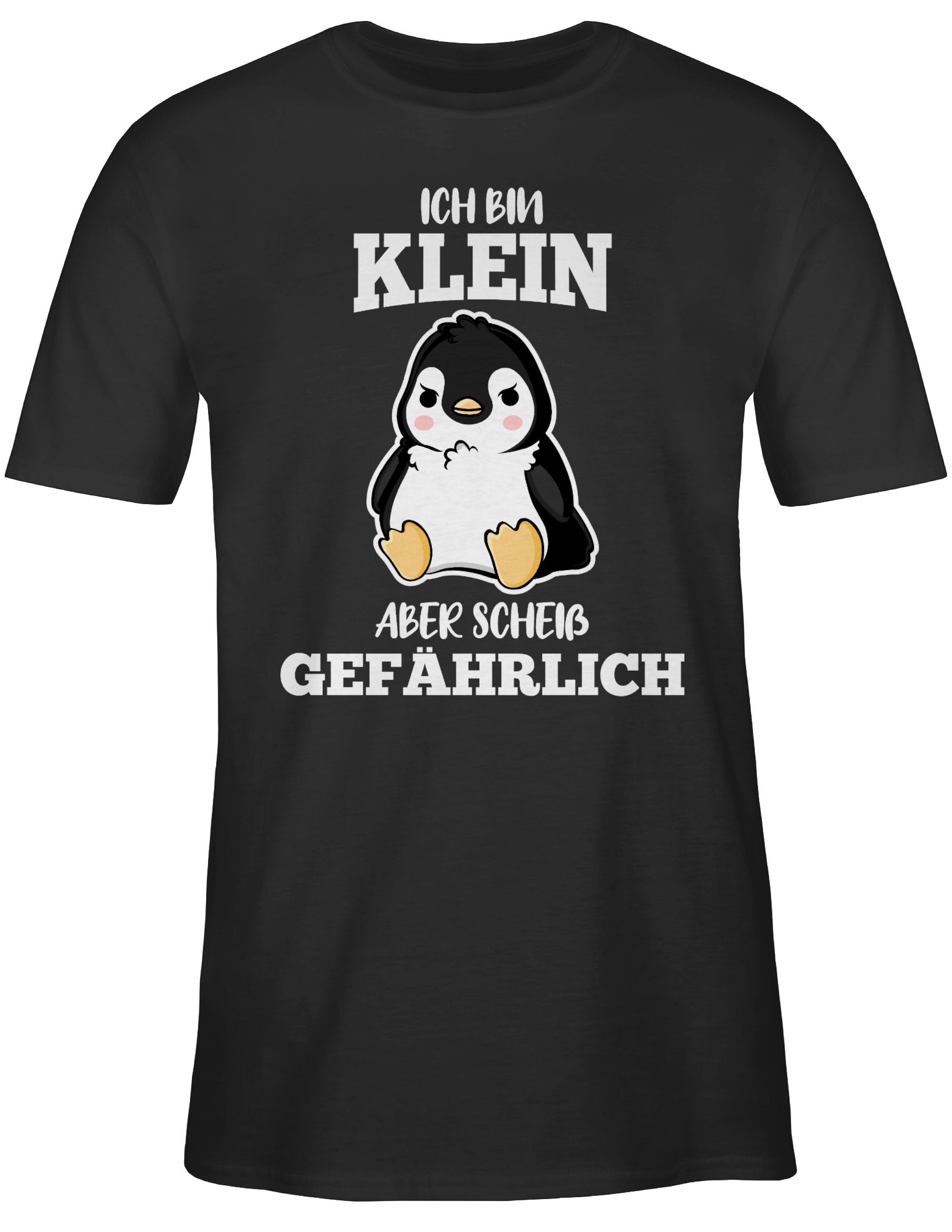 Shirtracer T-Shirt Ich bin klein aber scheiß gefährlich Pinguin weiß Sprüche Statement mit Spruch 01 Schwarz