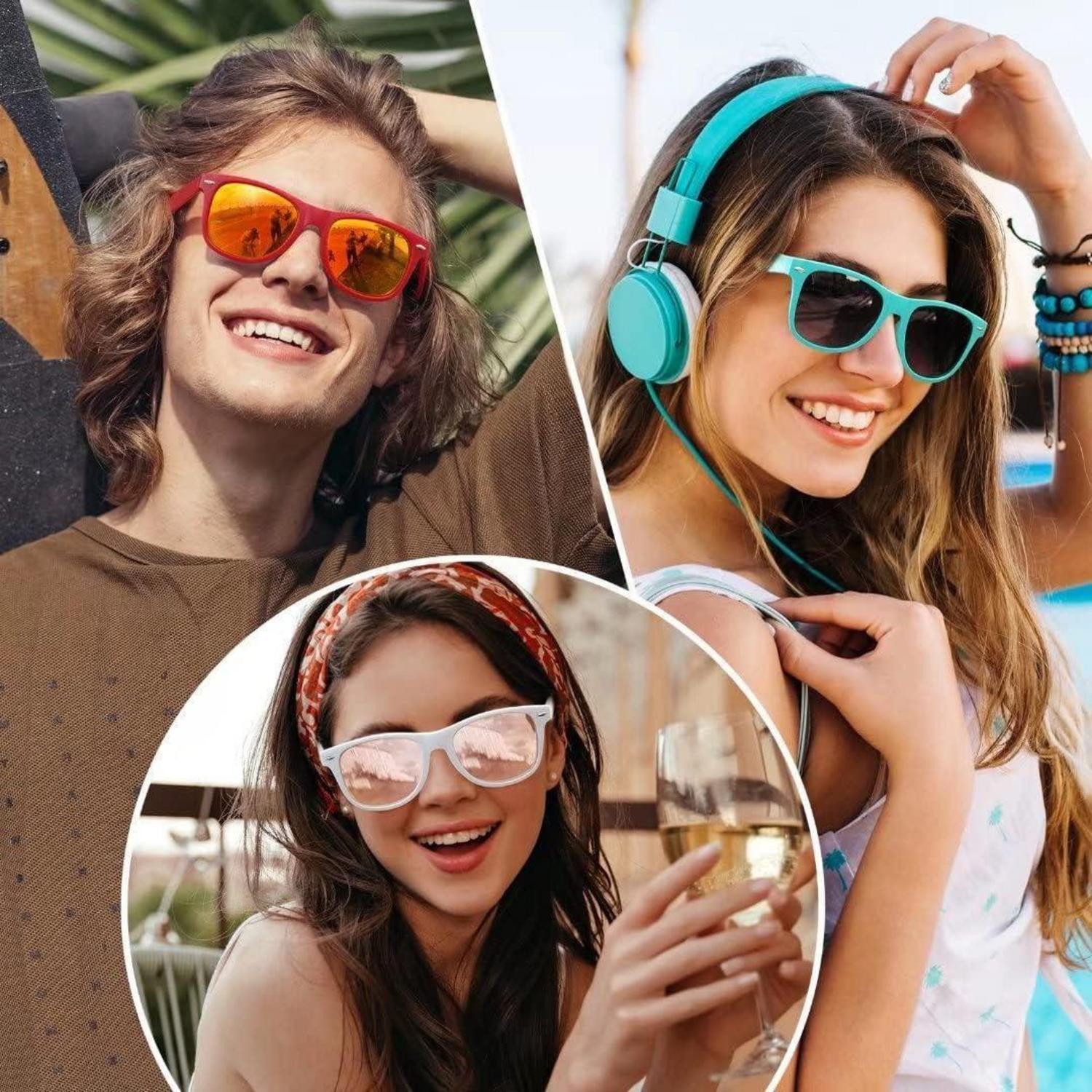 LuxusKollektion Retrosonnenbrille Sonnenbrille Polarisiert Unisex 1 Mattweiß Rahmen Revo Roségold Linse
