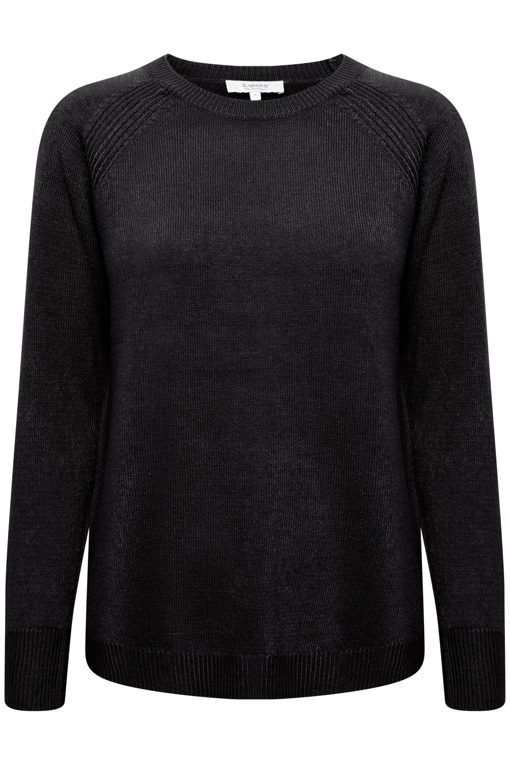 b.young - JUMPER 20811905 BYMALEA 3 SLIT Strickpullover Black (200451)