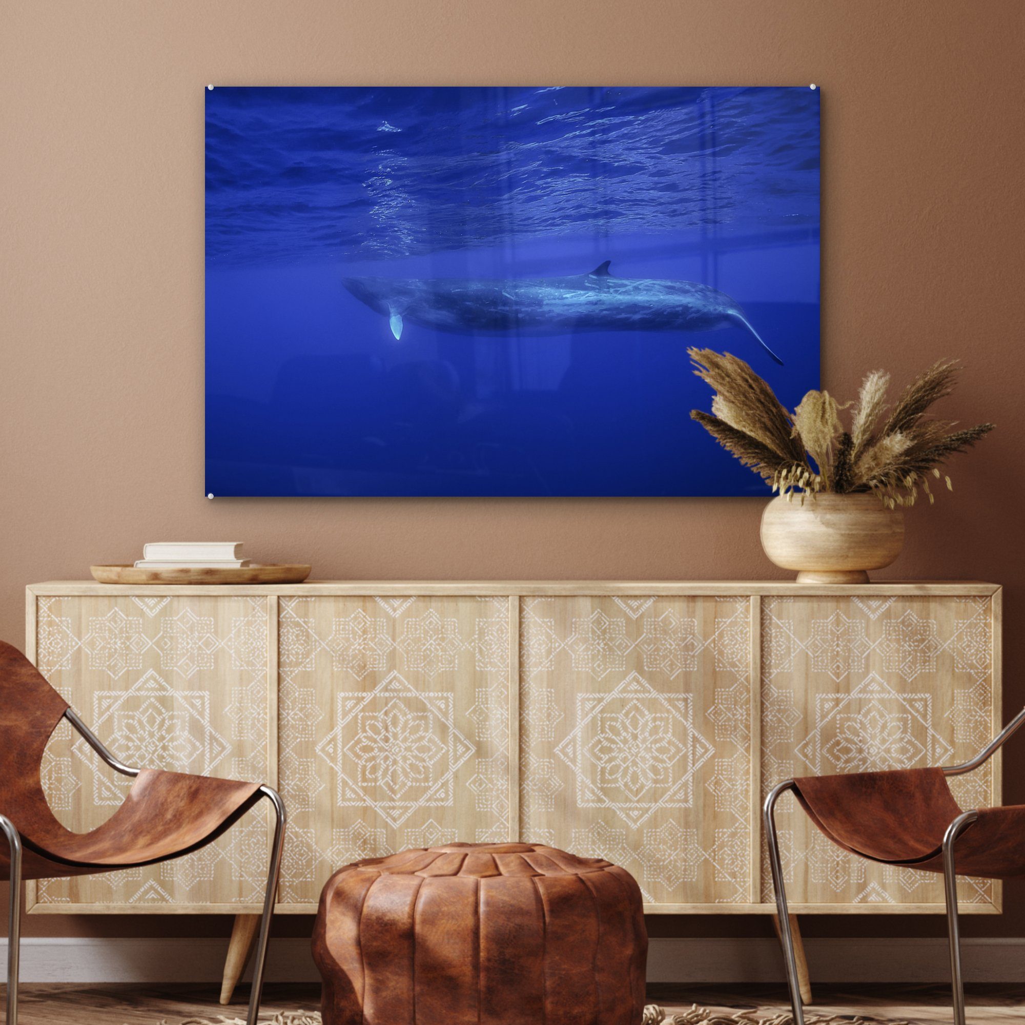 Acrylglasbild St), MuchoWow Blauwal, - Schlafzimmer Wohnzimmer Wale & (1 - Acrylglasbilder Meerestiere