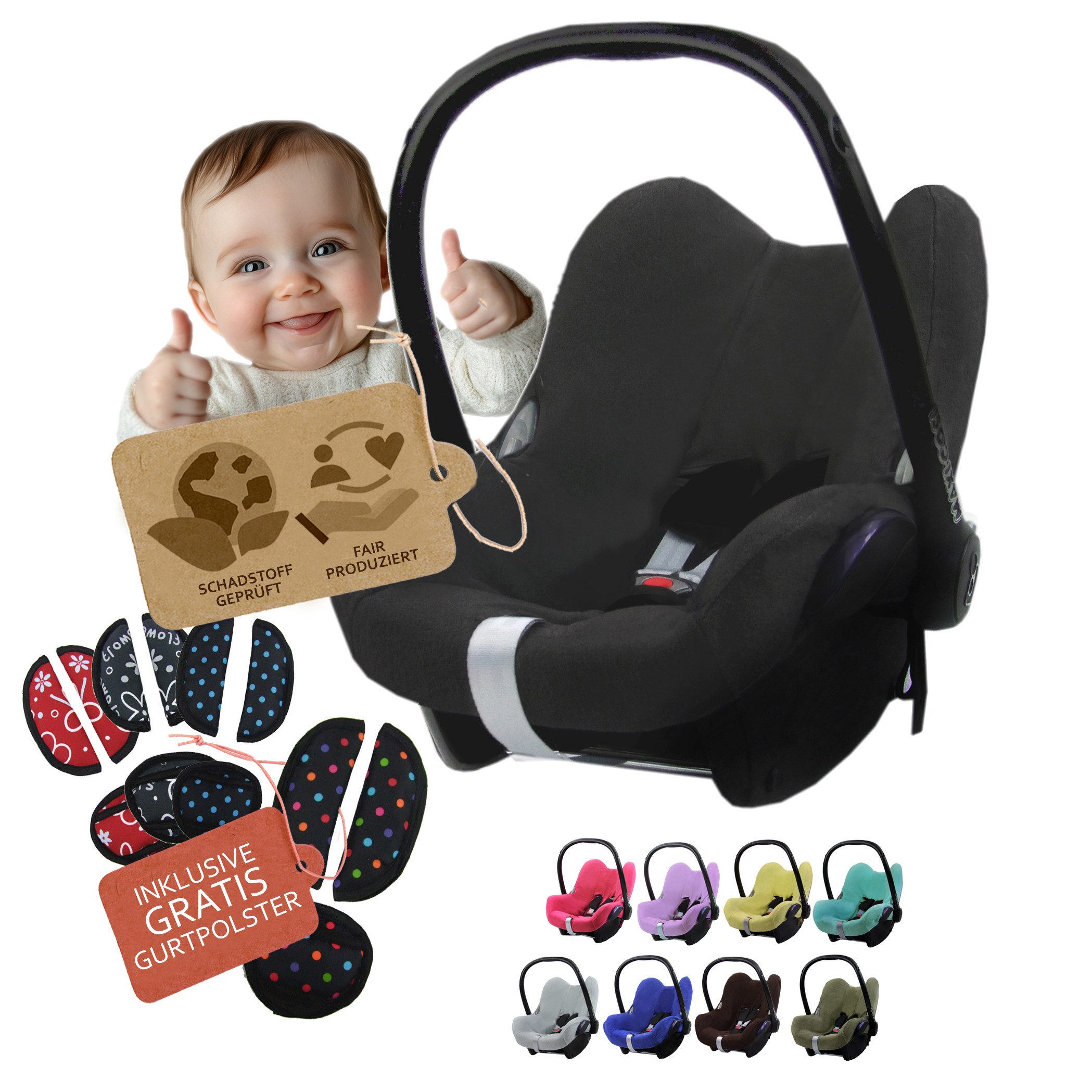 BambiniWelt by Rafael K. Babyschale Sommerbezug Bezug aus Frottee kompatibel mit Maxi Cosi CabrioFix + GP, ab: Geburt, bis: 14 Monate