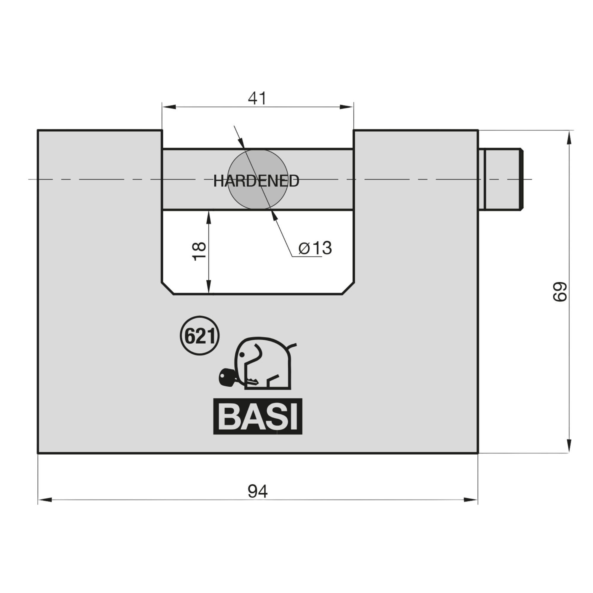 BASI Vorhängeschloss Vorhangschloss, (Packung, 1-tlg), mit ZA, massives Stahlgehäuse, VS, inkl. 3 Schlüssel, Bolzen Ø13mm