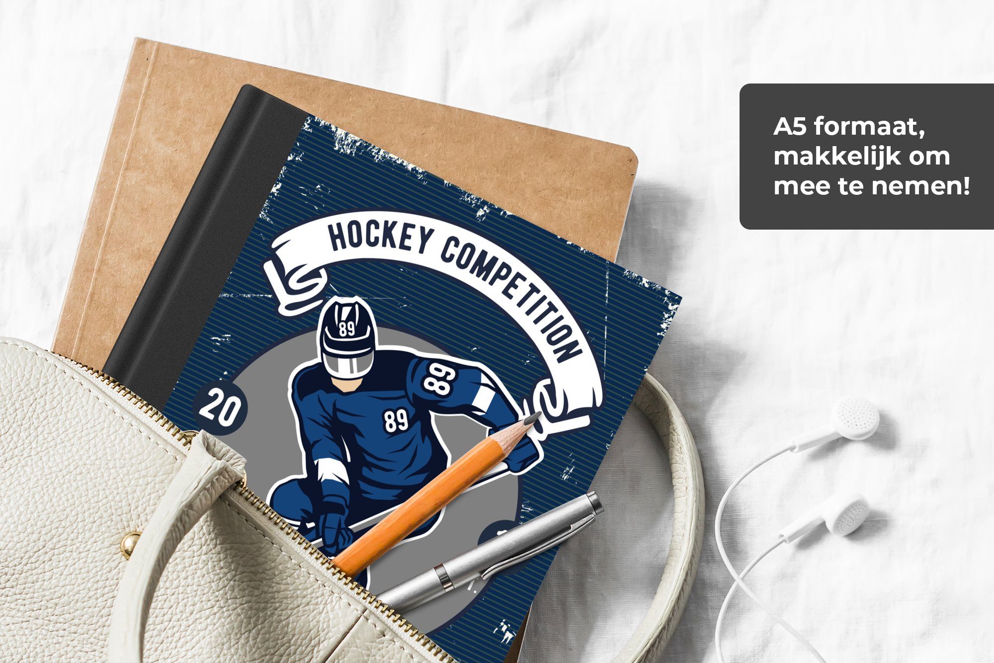 MuchoWow Notizbuch Eishockey - - Notizheft, Mann Journal, 98 Retro, A5, Seiten, Haushaltsbuch Merkzettel, Tagebuch