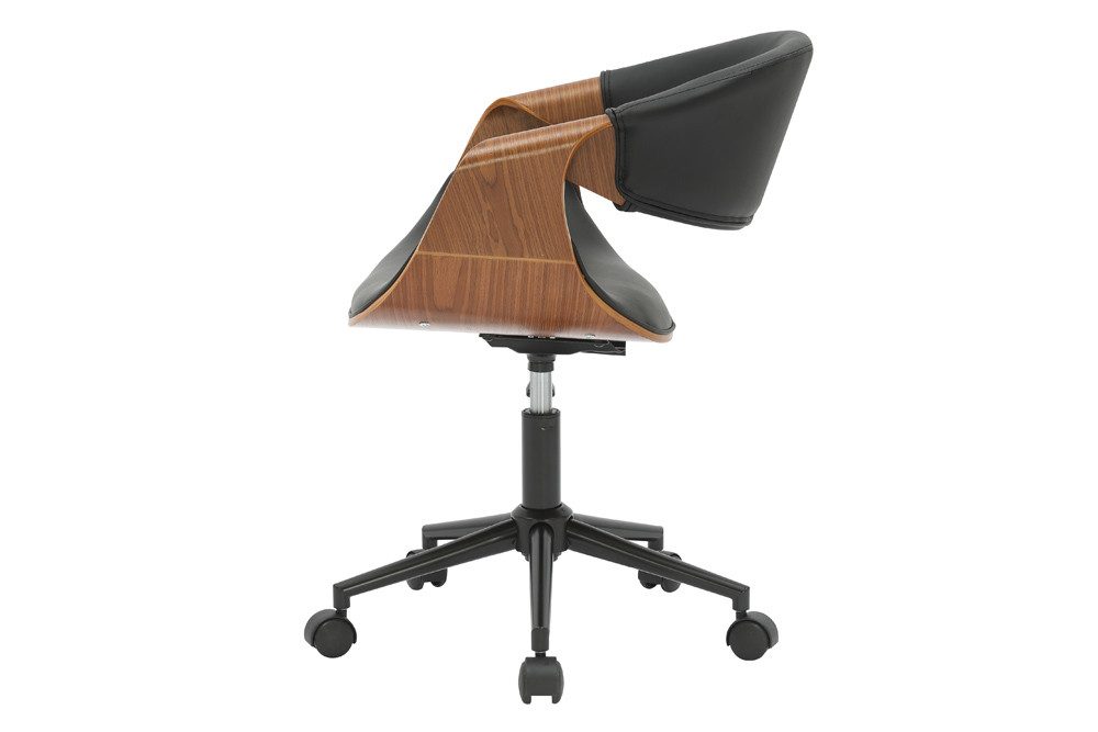 riess-ambiente Bürostuhl ORGANIC 75cm schwarz/braun - Kunstleder, Walnuss, PC, höhenverstellbar (Einzelartikel, 1 St), Retro Drehstuhl - ideal für Wohn- & Schlafzimmer od. als Computerstuhl