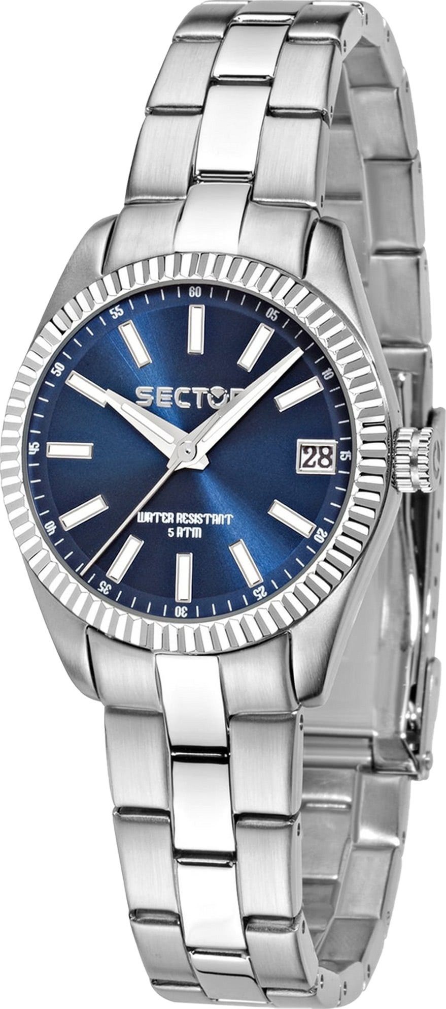 Sector Quarzuhr Sector Damen Armbanduhr Analog, (Analoguhr), Damen Armbanduhr rund, extra groß (ca. 43,9x39mm), Edelstahlarmband si