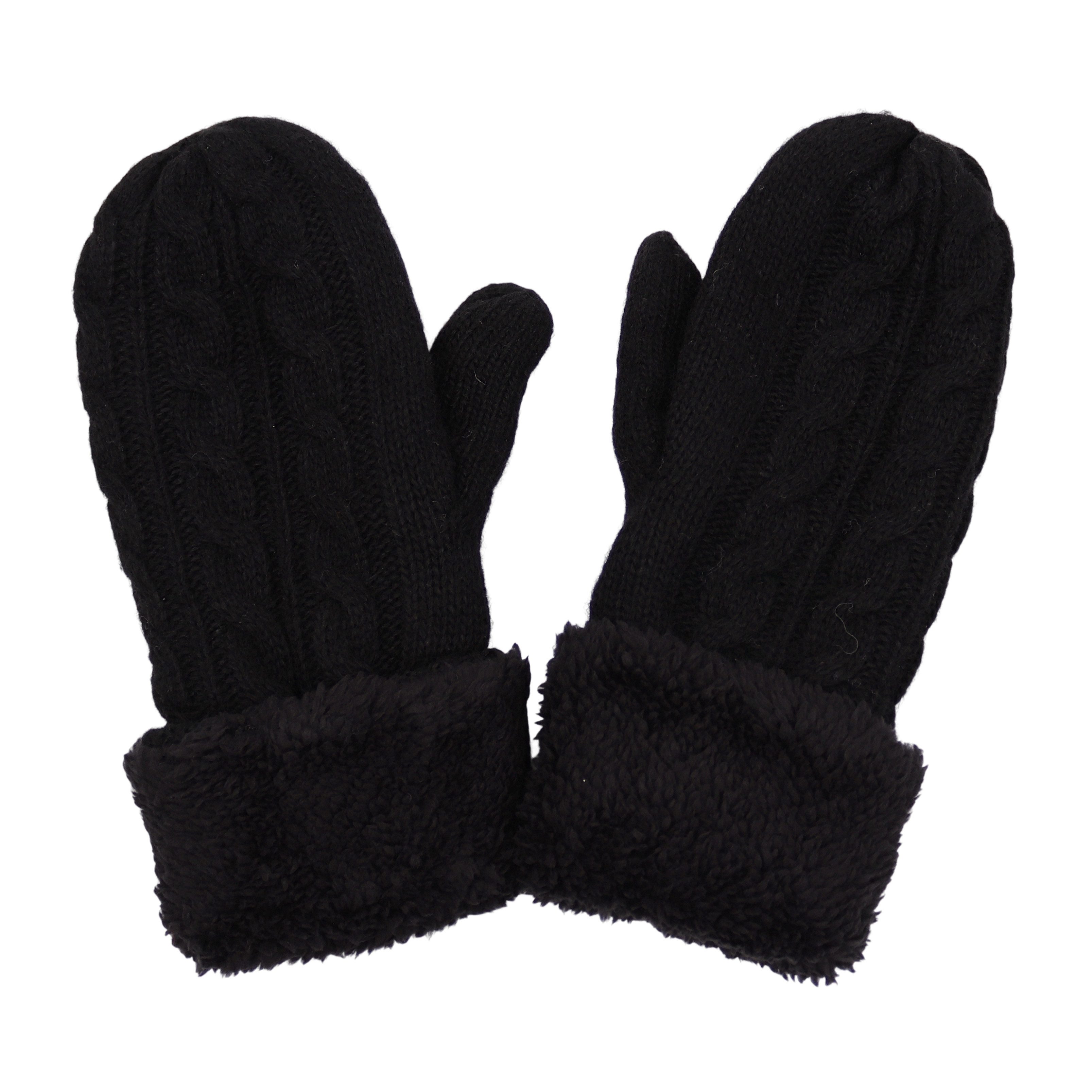 MIRROSI Strickhandschuhe Damen Handschuhe Fausthandschuhe warm durch gefüttert (Mit klassischem Zopfmuster) sehr weich und warm ideal für Herbst oder Winter