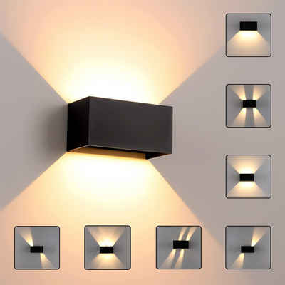 LETGOSPT LED Wandleuchte LED Wandleuchten Innen/Außen Wandlampe Innen Auf und ab Einstellbarer, LED fest integriert, warmweiß, 12W, 3000K Warmweiß, LED Außenwandleuchte, IP65 Wasserdichte