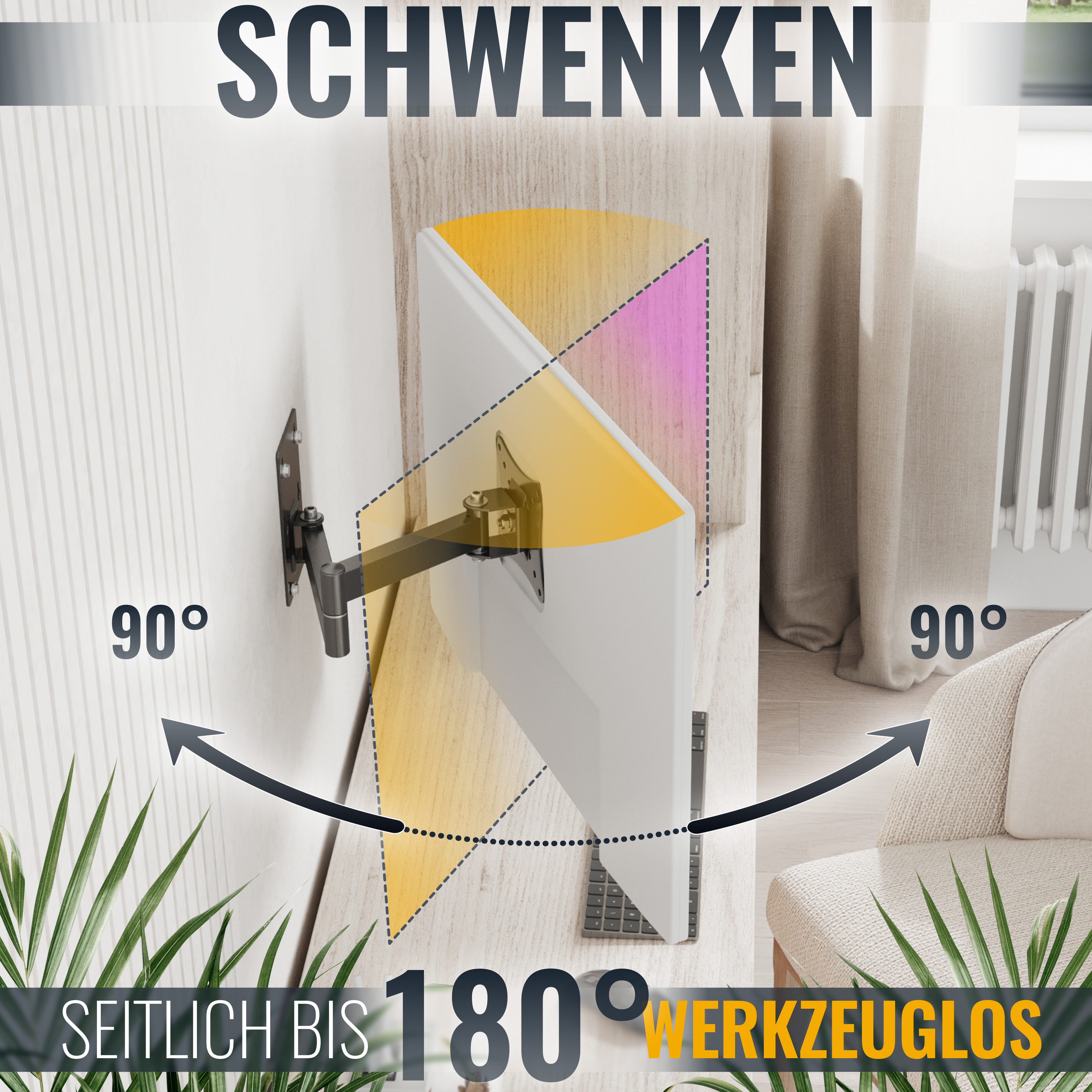 RICOO TV-Wandhalterung Monitor TV Wandhalterung 13"-29" bis 20 Kg schwenkbar R02-11, (bis 29 Zoll, VESA 50x50 bis 100x100, 1-tlg., ausziehbar neigbar schwenkbar 13 Zoll / 33cm bis 29 Zoll / 74 cm, bis 30° Neigung, bis zu 180° Schwenkung, Fernseher Halter universal)
