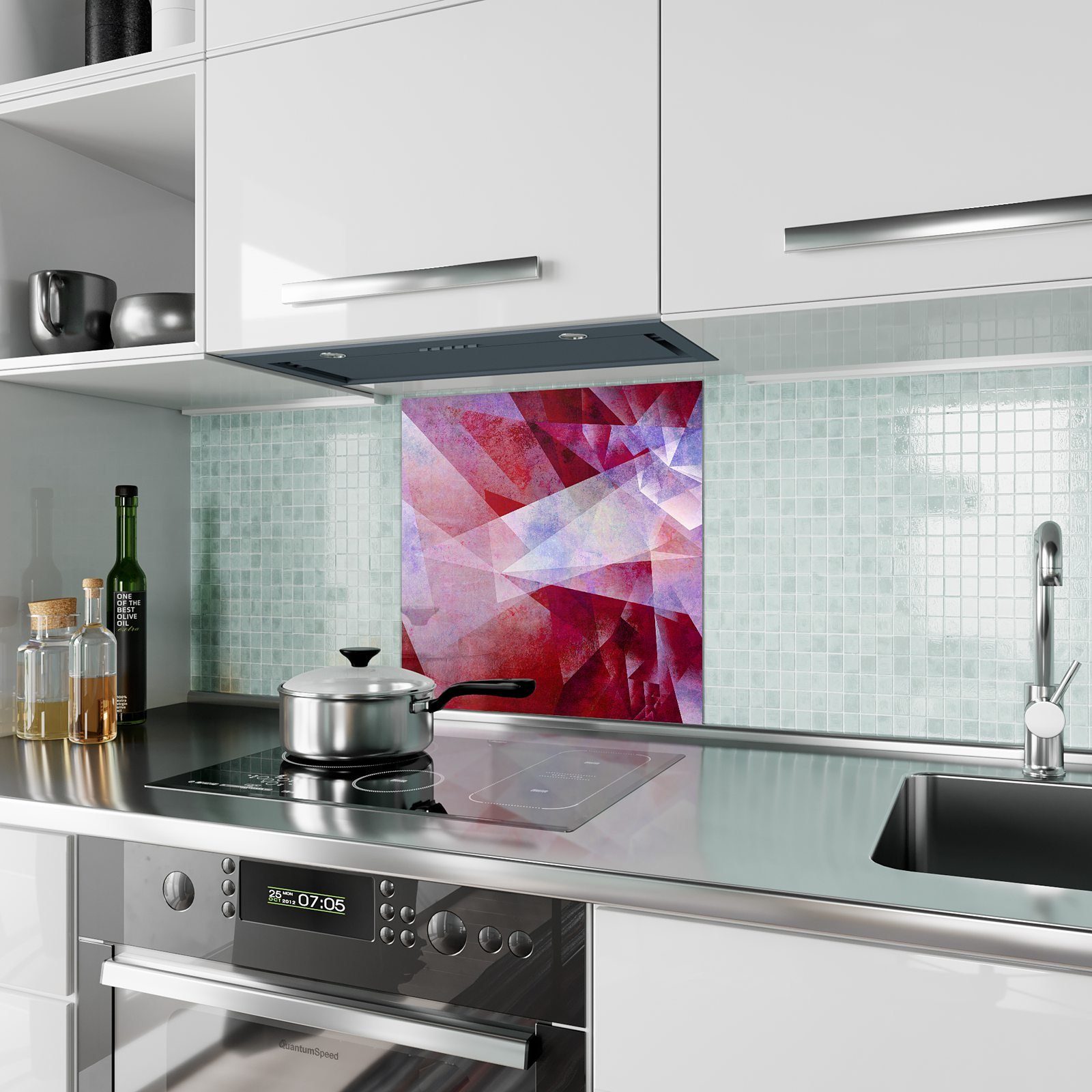 Küchenrückwand Spritzschutz Mischtechnik Motiv Glas Primedeco Küchenrückwand Abstrakt mit