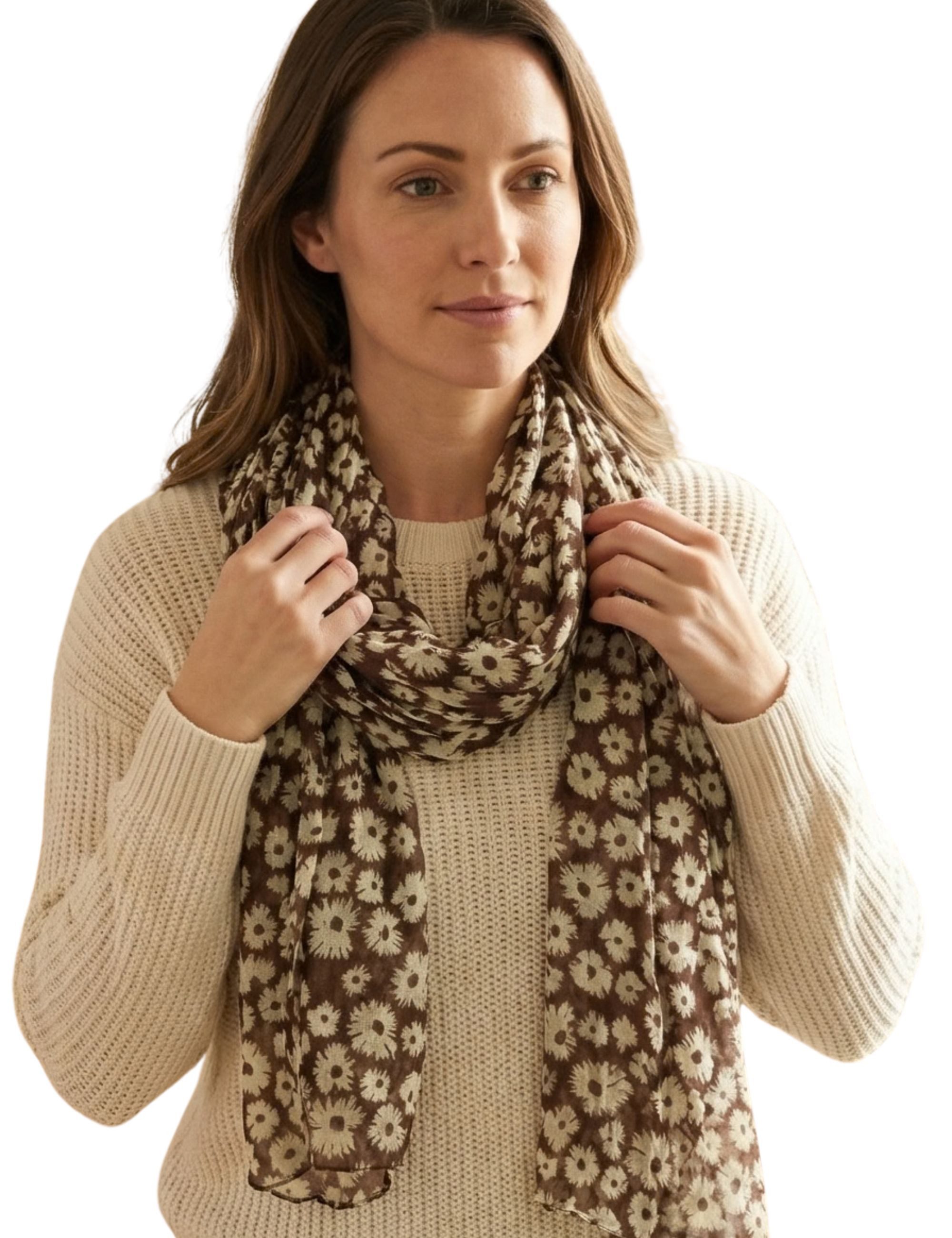 Sunsa Modeschal Sommer Schal aus Baumwolle. "Streublumen", Blumenmotiv