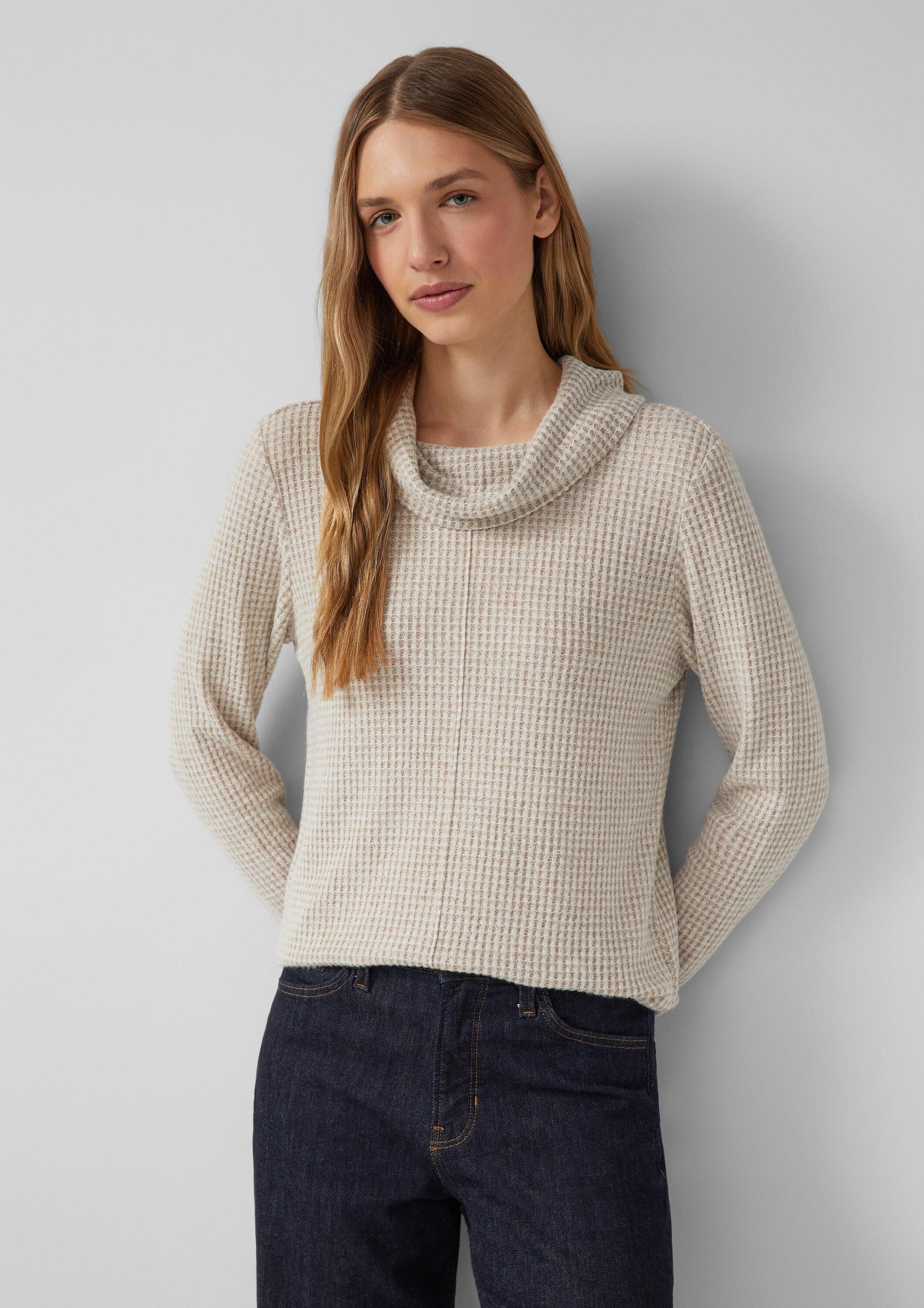 s.Oliver Langarmshirt T-Shirt Weiches Jersey-Shirt mit Waffelstruktur
