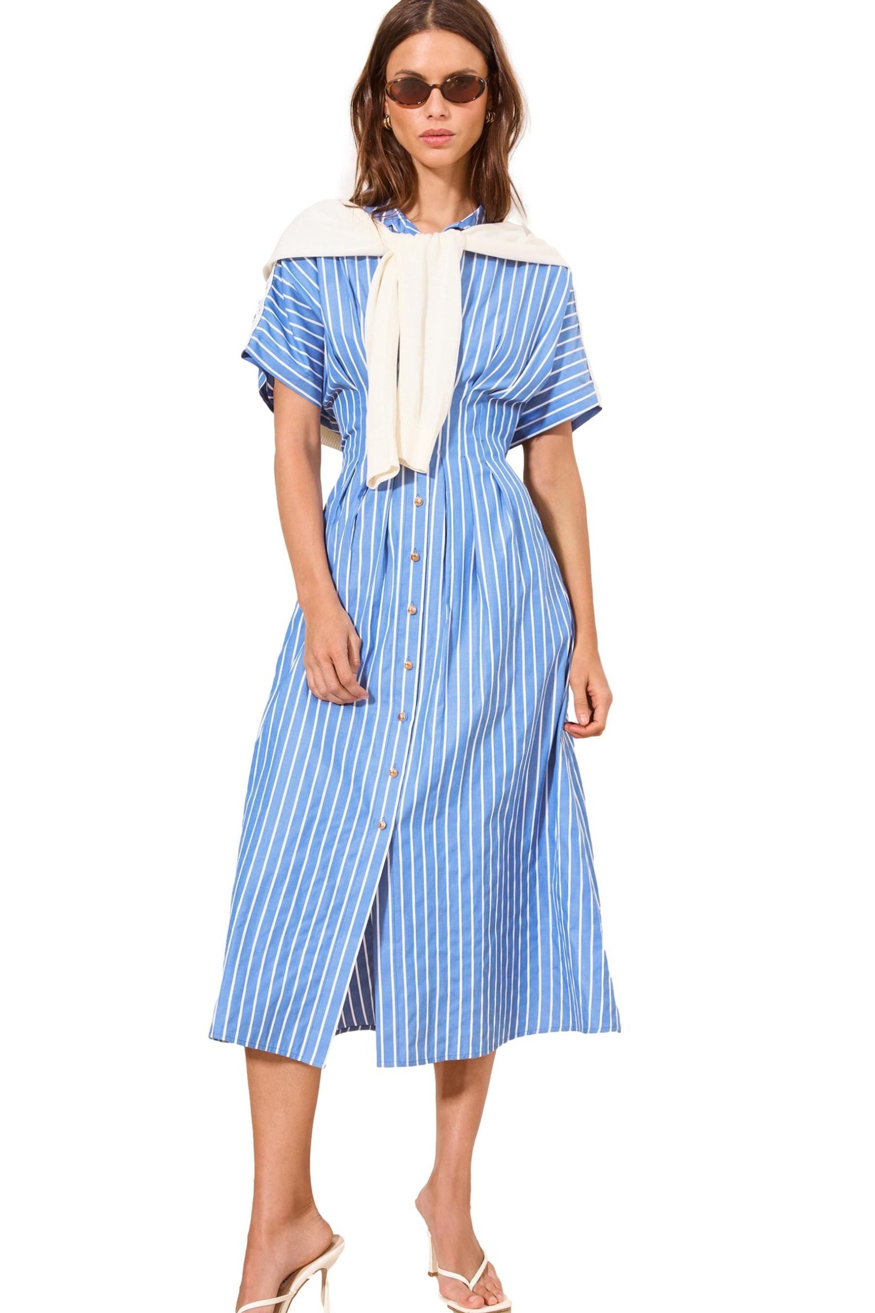 LIPSY Midikleid Lipsy Gestreiftes, tailliertes Midi-Hemdkleid (1-tlg)