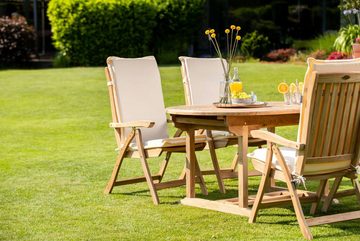 Kai Wiechmann Hochlehner Verstellbarer Teak Gartenstuhl, wetterfester Teak Klappsessel, Teakholz Gartensessel mit extra langer Rückenlehne