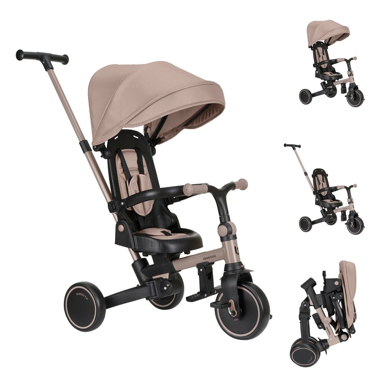 Kikkaboo Dreirad Dreirad Aluma 5 in 1 Laufrad, Schiebegriff Fußstütze Tragegriff Bremse