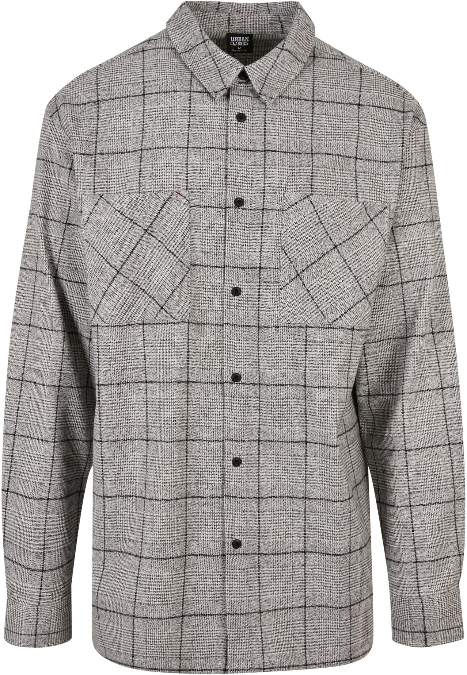 URBAN CLASSICS Langarmhemd Urban Classics Herren Long Oversized Checked Greyish Shirt (1-tlg)