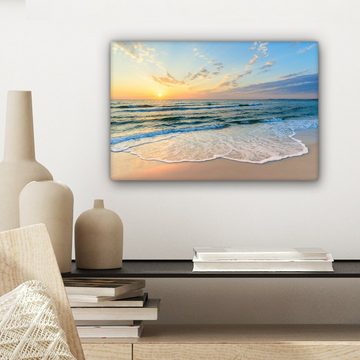 OneMillionCanvasses® Leinwandbild Strand - Meer - Sonnenuntergang - Golf, (1 St), Wandbild Leinwandbilder, Aufhängefertig, Wanddeko, 30x20 cm