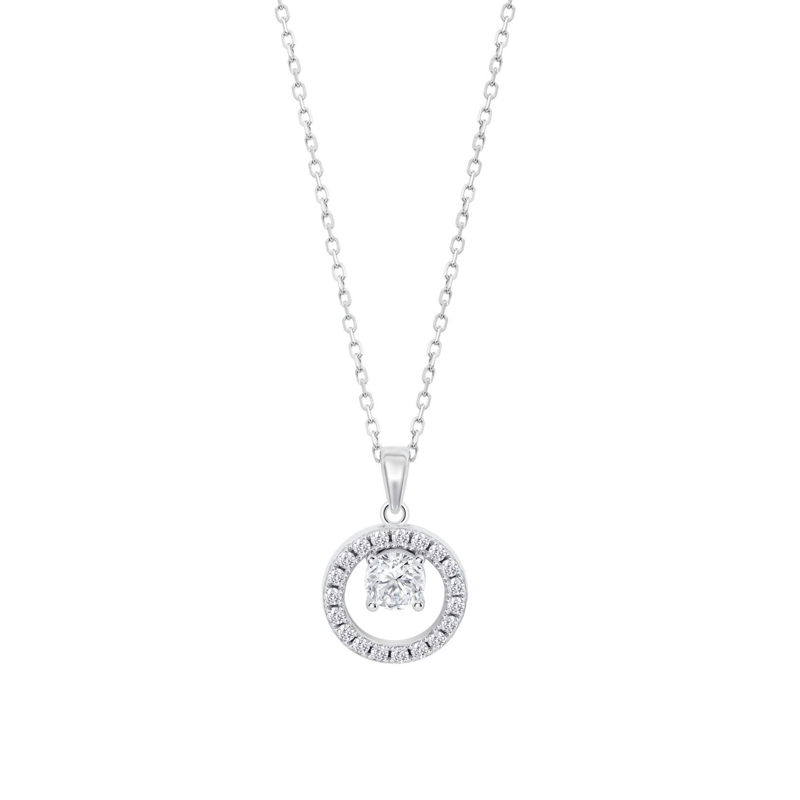 Kette mit Anhänger Silver Damen Halskette LP3080-1/1 Silber Zirkonia Ring 42+3 cm